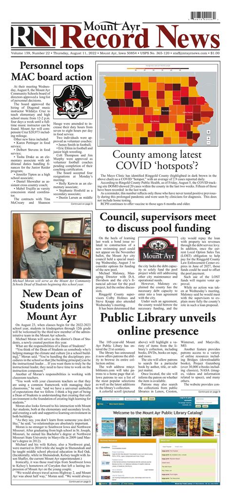 mount ayr record news|mount ayr record news newspaper.